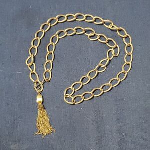 #2 Vintage Signed Japan Gold Tone Chain and Tassel Belt/Necklace